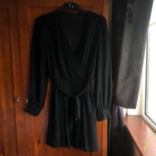 A WEAR black chiffon long sleeved dress