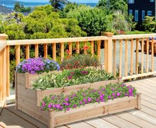470L Raised Garden Bed, 3-Tier Planter Kit, Elevated Wooden Planters for Garden, Yard & Patio, 124 x 124 x 56 cm