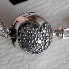 New genuine pandora sterling silver pave charm clip