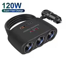 3 in 1 USB C Cigarette Lighter Splitter 12V Power Adapter