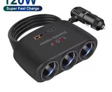 3 in 1 USB C Cigarette Lighter Splitter 12V Power Adapter