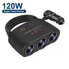 3 in 1 USB C Cigarette Lighter Splitter 12V Power Adapter