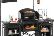 Camping Kitchen Table, Folding Outdoor Cooking Table with Storage Carrying Bag,
