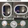 Oval Bluetooth Bathroom Mirror with LED Lights 500x800mm, Anti-Fog, LED Bathroom Mirror with Memory, 3000K-6500K, Dimmable, HD Tempered Glass, IP44 Waterproof, Horizontal or Vertical Image 4