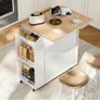 Kitchen Island with Folding Countertop, Kitchen Storage on Wheels White and Natural, Kitchen Island on Wheels, Storage Cabinet with Adjustable Shelf and Towel Rack for Kitchen and Dining Room Image 8