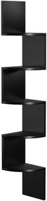 _Corner Shelf, 5 Level Hanging Shelf, Rack Zigzag Design, Bookcase, 20 x 20 x 127.5 cm, Black