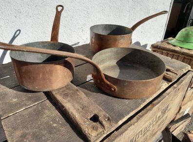 Vintage Copper Saucepans (3)