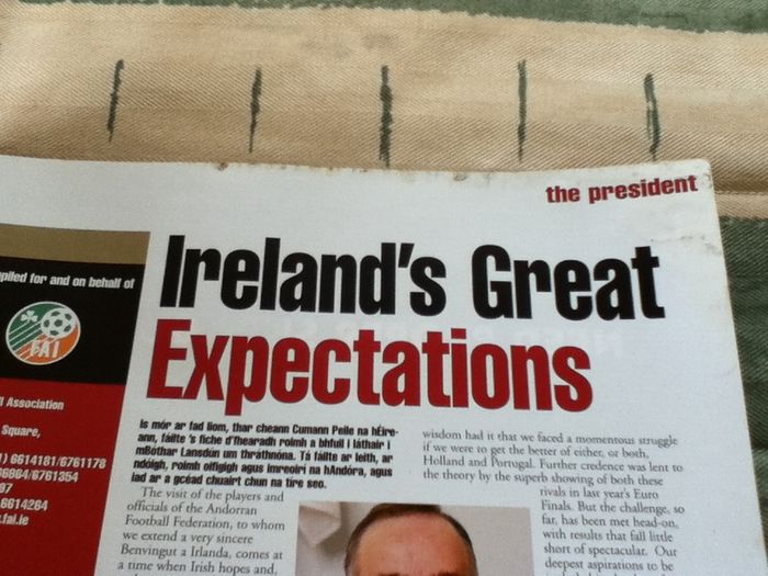 Ireland Vs Andorra Matchday Programme 2001
