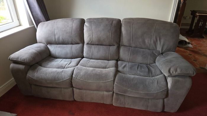 3-Seater Electric Reclining Sofa  Grey Fabric  Excellent Condition