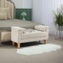 Upholstered bench, vintage design, 2 cushions, chenille cover, 115 x 44 x 58 cm, Beige Image 2