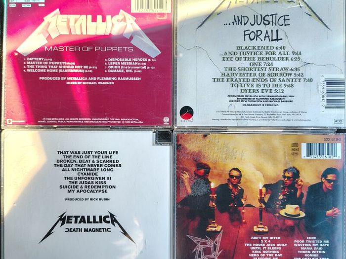 Lot of 4 x Metallica CD's. Master, Justice, Load, Death Magnetic EX+ Thrash Metal