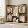 Open Wardrobe, Clothes Rail, 5 Hanging Compartments, Large Space, for Bedroom, Living Room, 205 x 43 x 166 cm, Black Image 2
