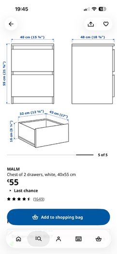 IKEA Malm Dresser and Drawers