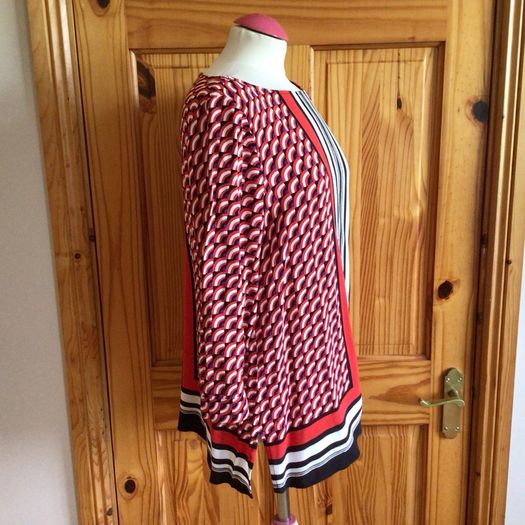 Next Ladies red black and cream blouse top Uk 16 postage included