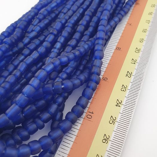 Vintage African Style Blue 4-5.5mm Glass Beads Necklace Strand