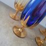 Mid-century harlequin set of gold flames glasses Image 3
