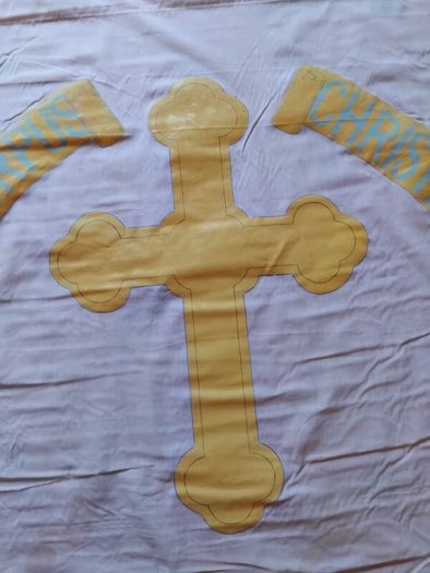 1950s hand painted religious Flag