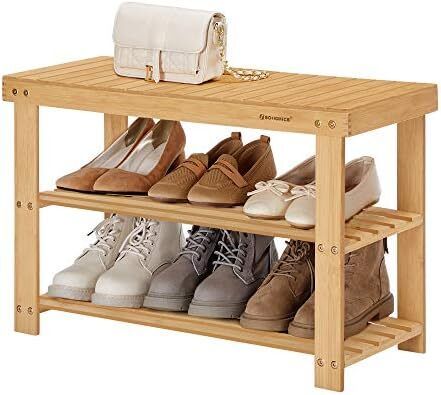 3-Tier Bamboo Shoe Bench, Shoe Rack Storage Organizer, 70 x 28 x 45 cm, ideal for Hallway, Bathroom, Living Room