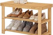 3-Tier Bamboo Shoe Bench, Shoe Rack Storage Organizer, 70 x 28 x 45 cm, ideal for Hallway, Bathroom, Living Room