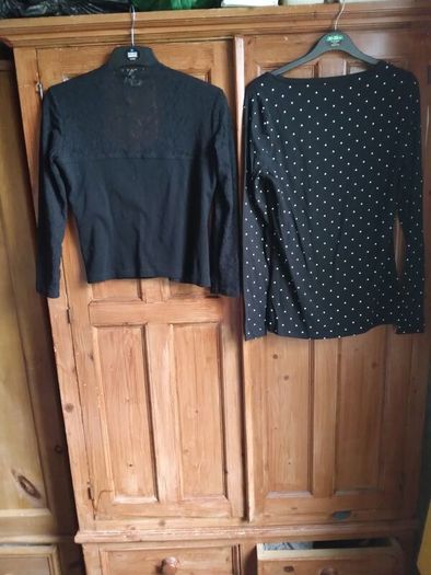 2 tops -Black lace, & spotted.NEW