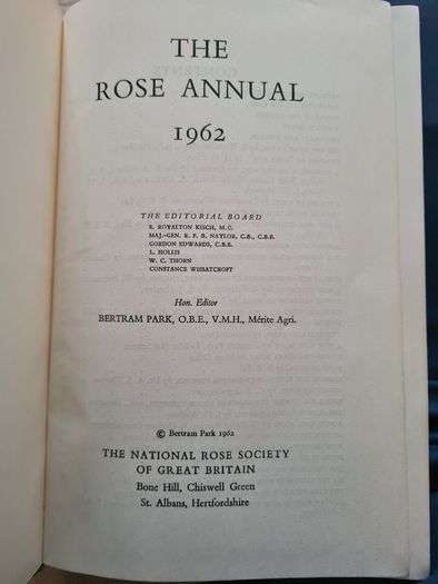 The Rose Annual 1962. The National Rose Society Of Great Britain. HARDBACK.