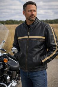 Classic Men's Leather Route 66 Cafe Racer Biker Jacket