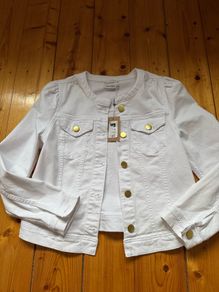 Dunnes Gallery white collarless denim jacket