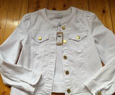 Dunnes Gallery white collarless denim jacket
