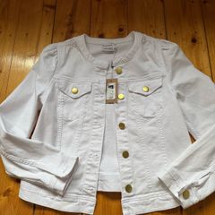 Dunnes Gallery white collarless denim jacket