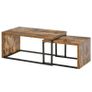 Coffee Tables Nesting Table Set of 2 Side Table w/ Metal Frame for Living Room Bedroom Black & Brown Image 2