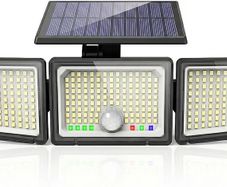 Solar Lights Outdoor, Upgraded 286 LED Motion Sensor Security Light with 360 Wide Lighting Angle, Easy to Install, IP65 Waterproof Durable Solar Powered Flood Lights for Outside