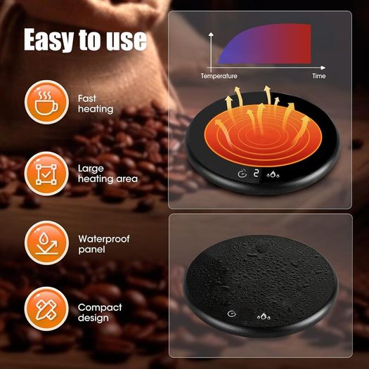 Coffee Mug Warmer, Electric Smart Beverage Mug Warmer Cup Warmer with Touch Tech & LED Backlit Display, Coffee Warmer for Home Office Coffee Mug, Milk-Cup Warmer with 2 Temperature Settings