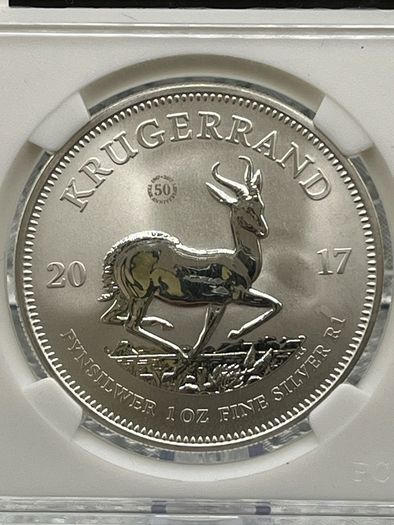 1oz Fine 999 Silver Bullion 50th Anniversary Krugerrand 2017 Coin with COA.
