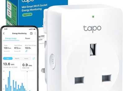 Tapo P110 Smart Plug with Energy Monitoring, Schedule & Timer, Away Mode, Wi-Fi Plug, Voice Control with Alexa & Google, Remote Control, Device Sharing, Guaranteed Safety, Easy Setup and Use