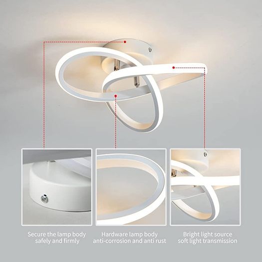 Modern LED Ceiling Light,Round Geometry Ceiling Lamp,Chic Chandelier 3000K for Hallway,Living Room,Bedroom 18W Dia 24CM (FREE POSTAGE)