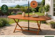 Large Foldable Wooden Garden Table 160cm  FSC Acacia Wood Outdoor Dining Table with Parasol Hole
