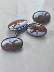 sterling s8lver and enamel cufflinks
