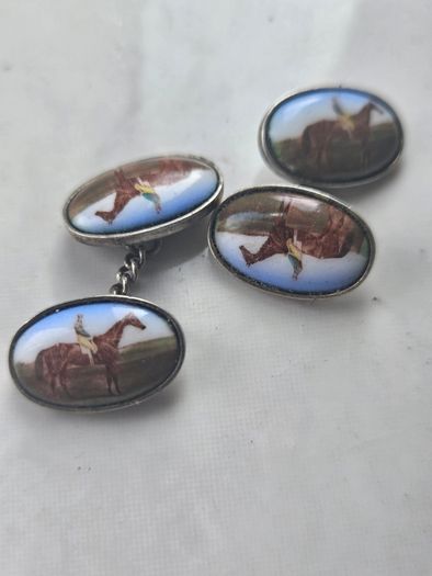 sterling s8lver and enamel cufflinks