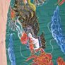 Large Hand Painted Chinese Dragon Wall Fan 89cm Folding 165cm Open Bamboo Vintage Image 5