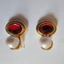 Vintage Style Brand New Ruby Red & Pearl Earring Image 7