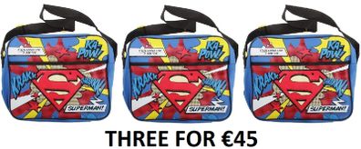THREE Superman Classic Courier / School / Messenger Bags (Brand New Unopened)