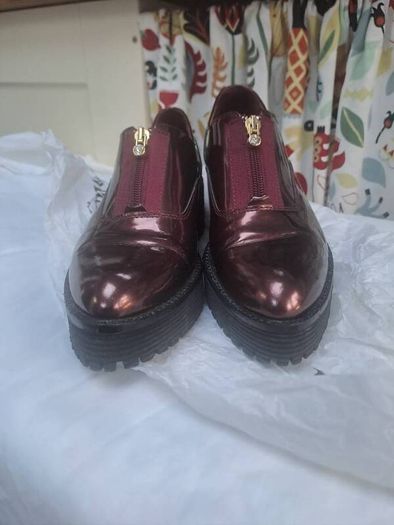 Marco Moreo platform patent leather maroon shoes