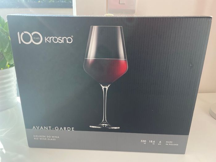 Krosno Avant-Garde red wine glasses and crystal candle holders
