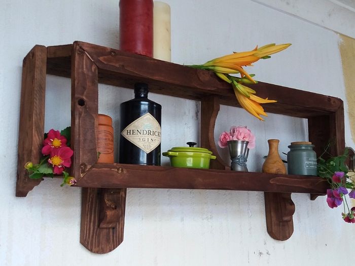 NEW Rustic Cubby Box Floating Shelf