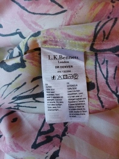L.K. Bennett Silk Dress.  S.12.  (100% Silk).  NEQ.