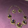 1950's Signed Schiaparelli Watermelon Vitrail Stone Necklace and Earring set Image 3