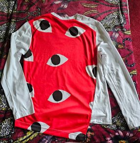 comme des Garcon white and red long sleeve top blouse
