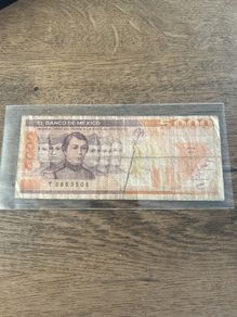 Mexico 5000 Pesos Banknote Ignacio Zaragoza Banco de Mexico Vintage Currency