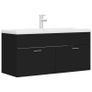 Sink Cabinet with Built-in Basin Black Chipboard Image 2