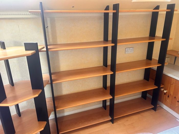 wooden shelf units